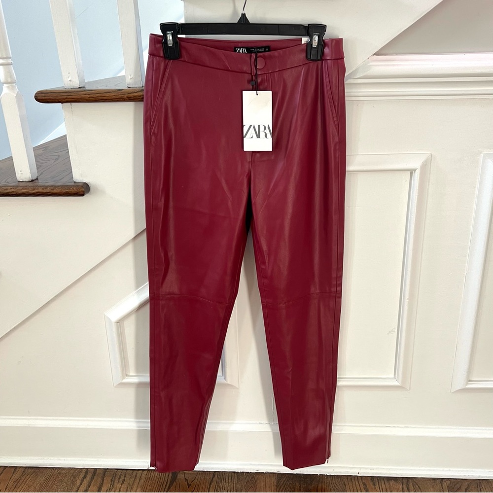 Zara High Waist Faux Leather‎ Leggings Medium